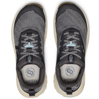 Pair of black Keen shoes on a white background