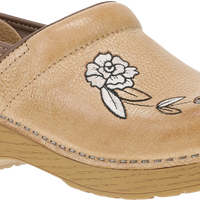 Quarter turn view Women's Dansko Footwear style name Jenny Earl Clog in color HONEY DIST. Sku: 619581464