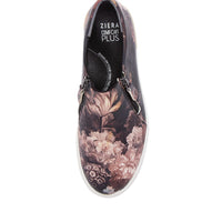 Women's Shoe, Brand Ziera in in Antique Floral Leather shoe image top view