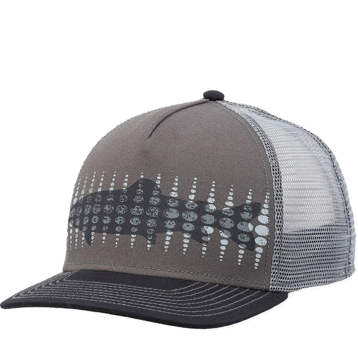 Quarter turn Men's Pistil Hats style name Basin Trucker in color Grey. Sku: 0047-GREY