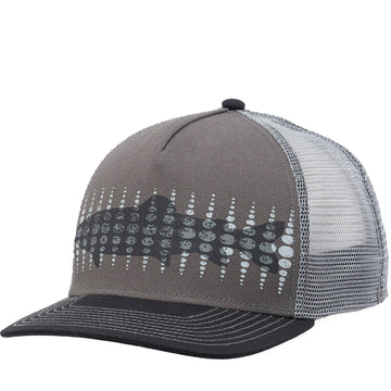 Quarter turn Men's Pistil Hats style name Basin Trucker in color Grey. Sku: 0047-GREY