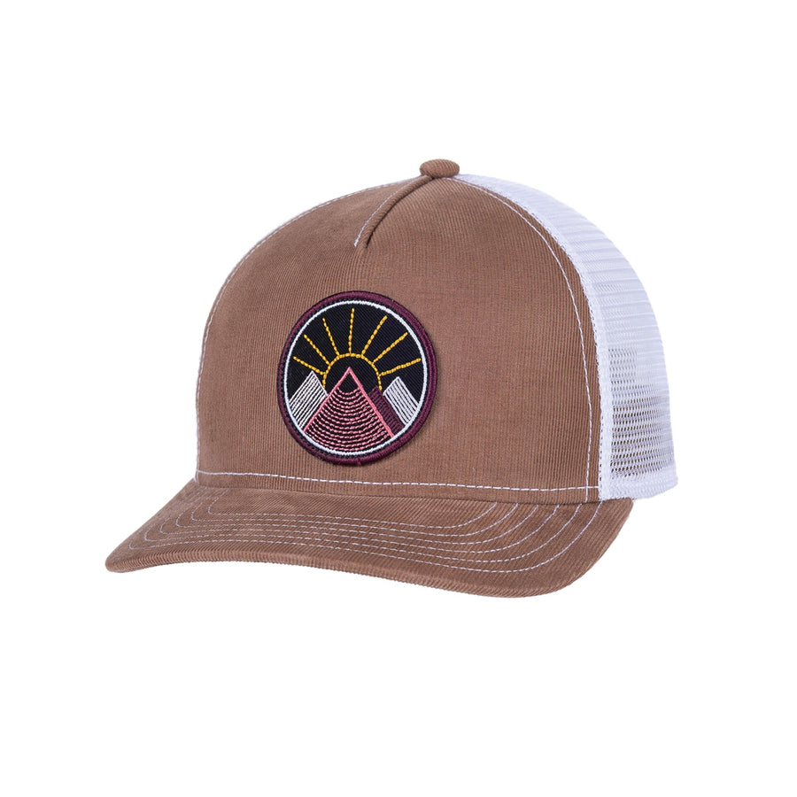 Women's Pistil Hats style name Viva Trucker Hat in color Tan. Sku: 0051-TAN