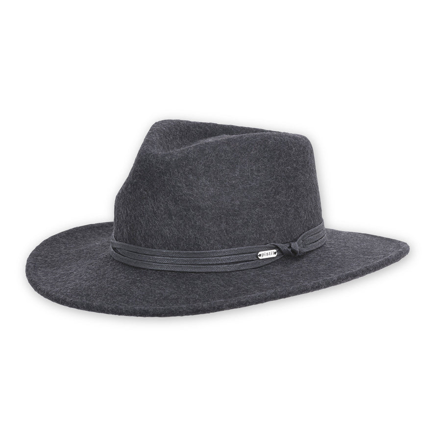 Women's Pistil Hats style name Topaz Wide Brim in color Dark Charcoal. Sku: 0238-DRKCHR