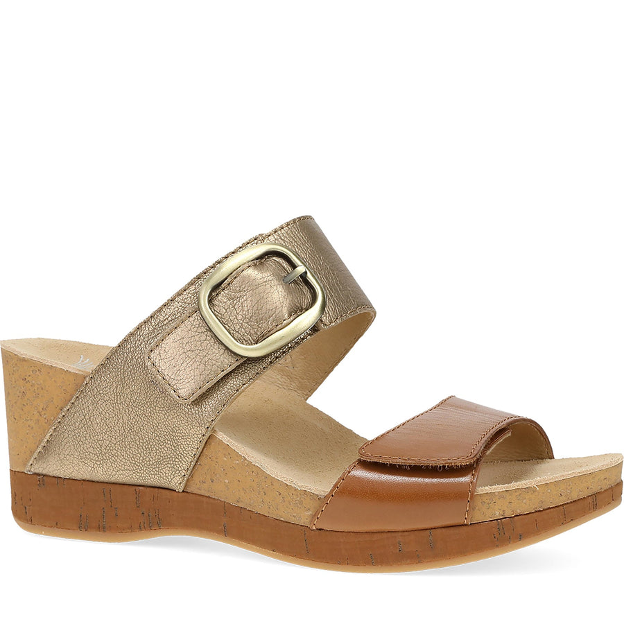 Quarter Turn Women's Shannon Footwear in Gold/ Tan Leather. Sku: 10001300300
