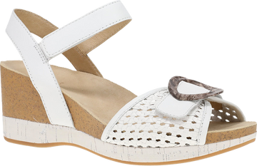 Quarter turn view Women's Dansko Footwear style name Stella in color White Woven. Sku: 10003010300