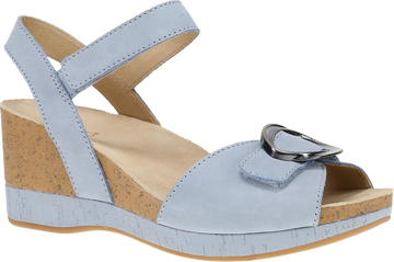 Quarter turn view Women's Dansko Footwear style name Stella in color Sky Nubuck. Sku: 10003090300