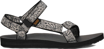Quarter turn view Women's Teva Footwear style name Original Universal in color Windy Summer Black/ White. Sku: 1003987-WKW