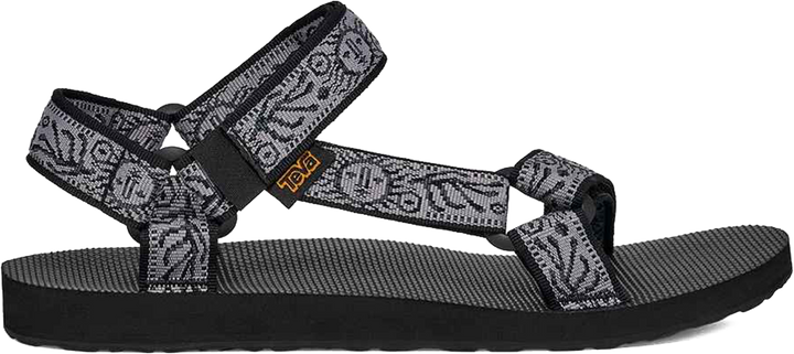 Quarter turn view Men's Teva Footwear style name Original Universal in color Windy Summer Black/ Gray. Sku: 1004006-WKG