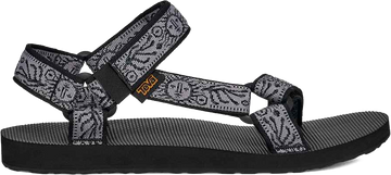 Quarter turn view Men's Teva Footwear style name Original Universal in color Windy Summer Black/ Gray. Sku: 1004006-WKG