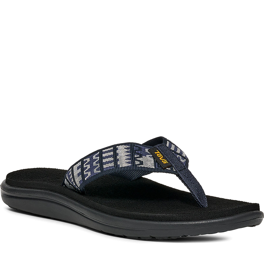 Quarter turn Women's TEVA Footwear style name Voya Flip in color Geo Mashup Navy. Sku: 1019040-GSHP