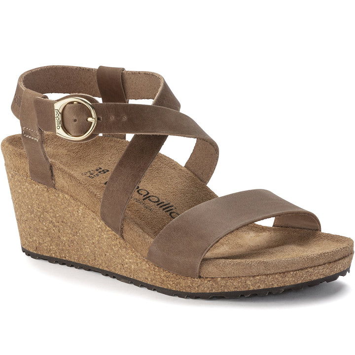 Quarter turn Women's Birkenstock Footwear style name Sibyl Narrow in color Cognac. Sku: 1023523