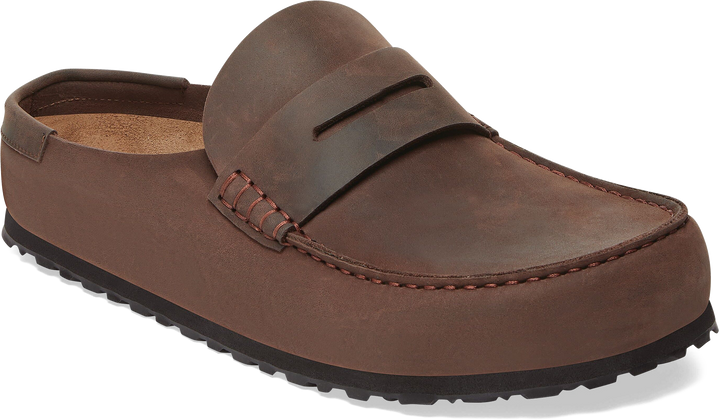 Quarter turn view Men's Birkenstock Footwear style name Naples Oiled in color Habana. Sku: 1029617