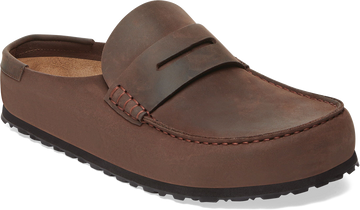 Quarter turn view Men's Birkenstock Footwear style name Naples Oiled in color Habana. Sku: 1029617