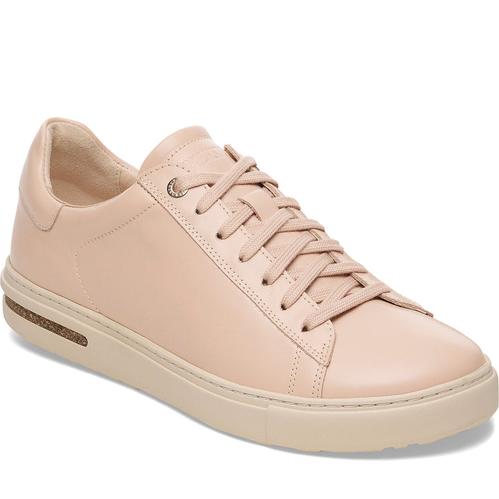 Quarter turn Women's Birkenstock Footwear style name Bend Leather Narrow Narrow in color Gloss Beige Leather. Sku: 1029676
