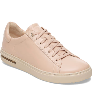 Quarter turn Women's Birkenstock Footwear style name Bend Leather Narrow Narrow in color Gloss Beige Leather. Sku: 1029676
