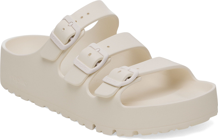 Quarter turn view Women's Birkenstock Footwear style name Florida III Eva Flex Plat Narrow in color Eggshell. Sku: 1029770