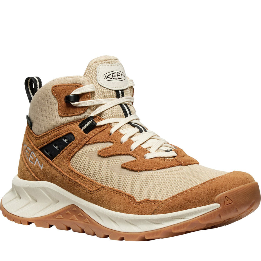 Quarter turn Women's Keen Footwear style name Hightrail Mid Waterproof in color Safari/ Chipmunk. Sku: 1030348