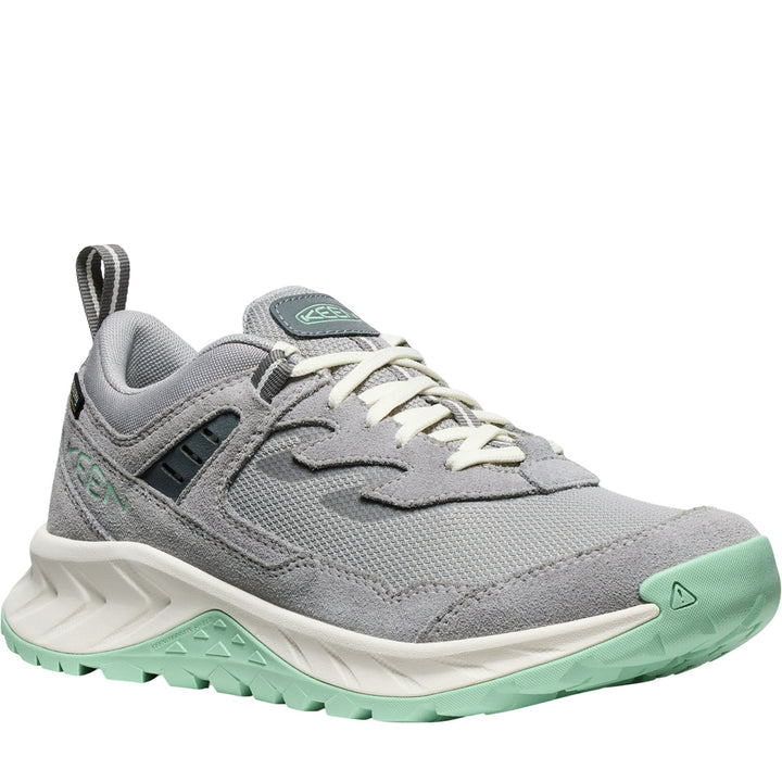 Quarter turn Women's Keen Footwear style name Hightrail Waterproof in color Alloy/ Lichen. Sku: 1030350