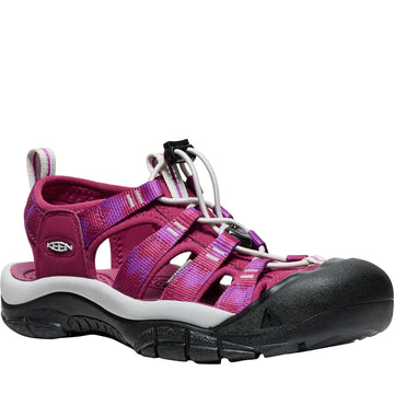 Quarter turn Women's Keen Footwear style name Newport H2 in color Beaujolais/ Star White. Sku: 1030547