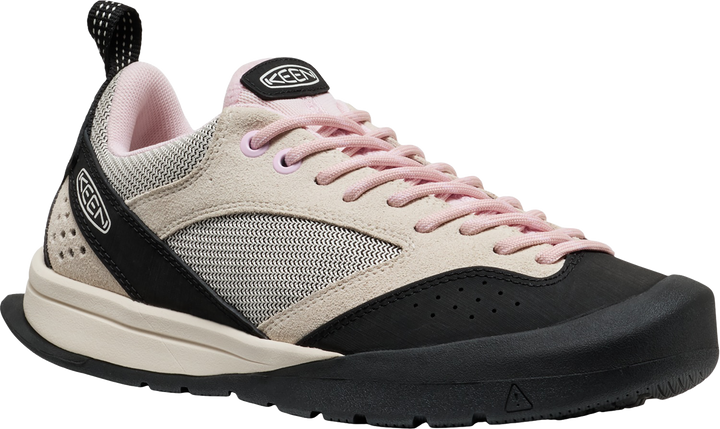 Quarter turn view Women's KEEN Footwear style name Jasper III in color BIRCH/BLK. Sku: 1031197
