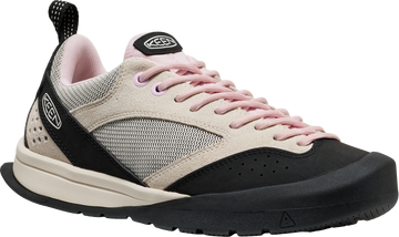 Quarter turn view Women's KEEN Footwear style name Jasper III in color BIRCH/BLK. Sku: 1031197