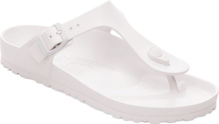 Quarter turn view Women's Birkenstock Footwear style name Gizeh Eva Regular in color Eggshell. Sku: 1031278