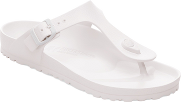 Quarter turn view Women's Birkenstock Footwear style name Gizeh Eva Regular in color Eggshell. Sku: 1031278