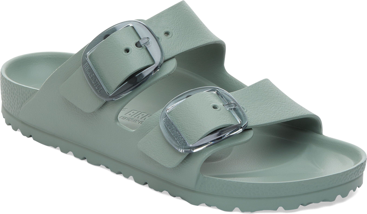 Quarter turn view Women's Birkenstock Footwear style name Arizona Eva Big Buckle Narrow in color Pure Sage. Sku: 1031301