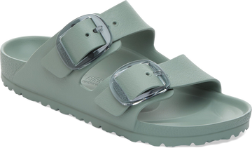 Quarter turn view Women's Birkenstock Footwear style name Arizona Eva Big Buckle Narrow in color Pure Sage. Sku: 1031301
