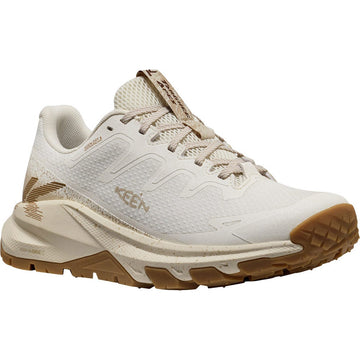 White and brown shoe with 'Keen' branding on a white background