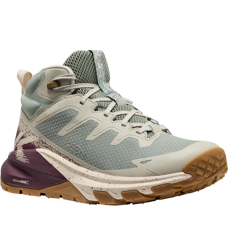 Multicolored athletic shoe with brand logo on a white background