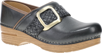 Quarter turn view Women's Dansko Footwear style name Pro Braided Clog in color Black. Sku: 10600026112