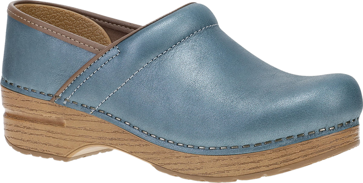 Quarter turn view Women's Dansko Footwear style name Professional in color Blue Metallic. Sku: 1064316121