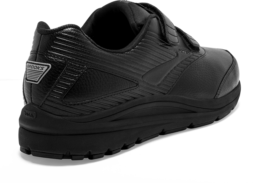Back view Men's Brooks Footwear style name Addiction Walker V-Strap 2 Double Wide in color Black. Sku: 110320-4E072