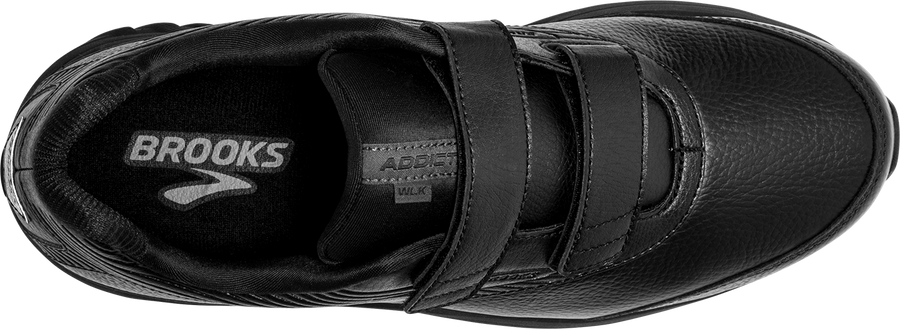 Top down view Men's Brooks Footwear style name Addiction Walker V-Strap 2 Double Wide in color Black. Sku: 110320-4E072