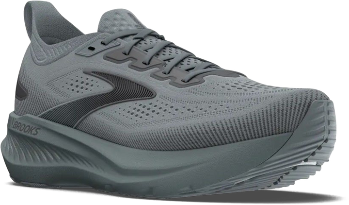 Quarter turn view Men's Brooks Footwear style name Glycerin GTS 23 Medium in color Grey/ Blackened Pearl/ Black. Sku: 110503-1D096