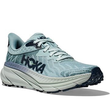 Quarter turn view Women's Hoka Footwear style name Challenger Atr 7 Wide in color Druzy/ Droplet. Sku: 1134500-DRZY