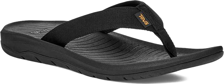 Quarter turn view Men's Teva Footwear style name Hurricane Flip in color Black. Sku: 1169492-BLK