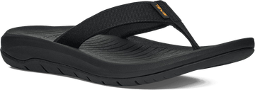 Quarter turn view Women's Teva Footwear style name Hurricane Flip in color Black. Sku: 1177450-BLK