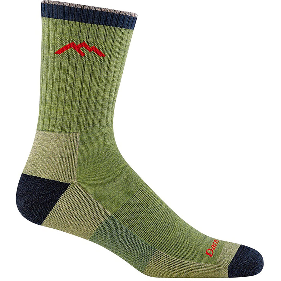Quarter turn Men's Darn Tough Sock style name Hiker Micro Crew in color Willow. Sku: 1466-WILLOW