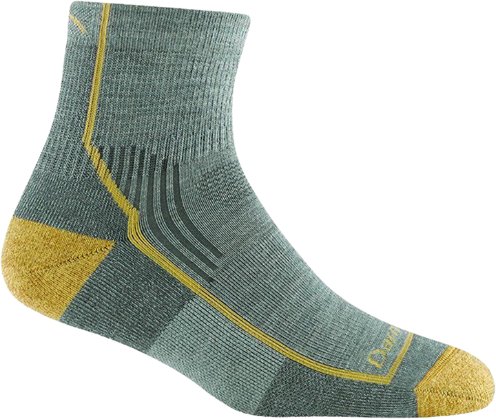 Quarter turn view Women's Darn Tough Sock style name 1/4 Hike Mid Cush in color Sage. Sku: 1958-SAGE