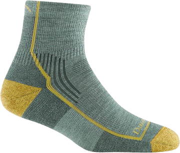 Quarter turn view Women's Darn Tough Sock style name 1/4 Hike Mid Cush in color Sage. Sku: 1958-SAGE