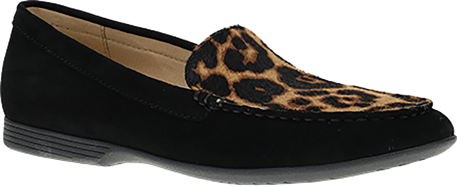 Quarter turn view Women's Dansko Footwear style name Lorri in color BSD/LEOP. Sku: 2043360200
