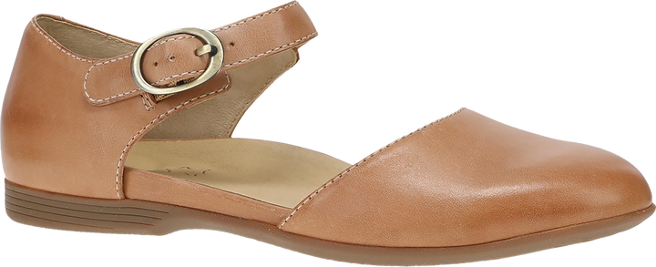 Quarter turn view Women's Dansko Footwear style name Liv in color TAN BUR NP. Sku: 2049640600
