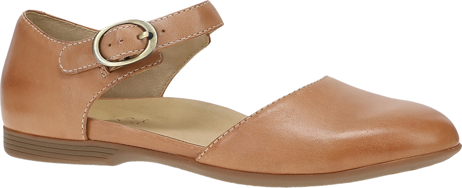 Quarter turn view Women's Dansko Footwear style name Liv in color TAN BUR NP. Sku: 2049640600
