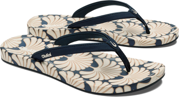 Quarter turn view Women's OluKai Footwear style name Uiki in color Trnch Blue. Sku: 20537-DEZQ