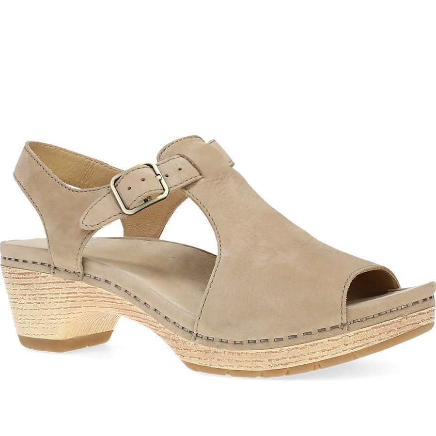 Quarter turn Women's Dansko Footwear style name Laverne in color Sand Nubuck. Sku: 2219031400