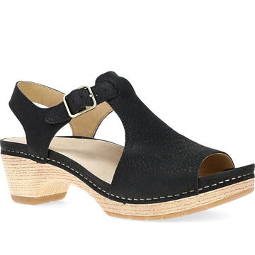 Quarter turn Women's Dansko Footwear style name Laverne in color Black Nubuck. Sku: 2219101400