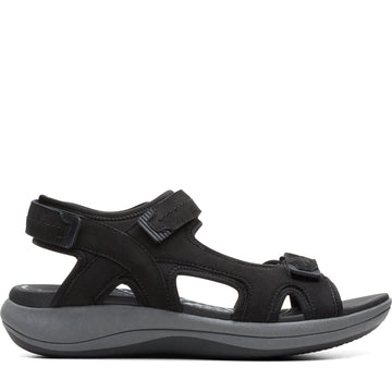 Quarter turn Women's Clarks Footwear style name Mira Free in color Black Nubuck. Sku: 26182075