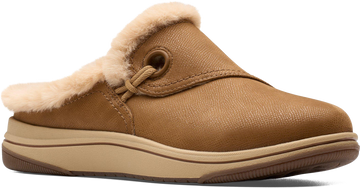 Quarter turn view Women's Clarks Footwear style name Breeze Myth in color DARK TAN. Sku: 26184188